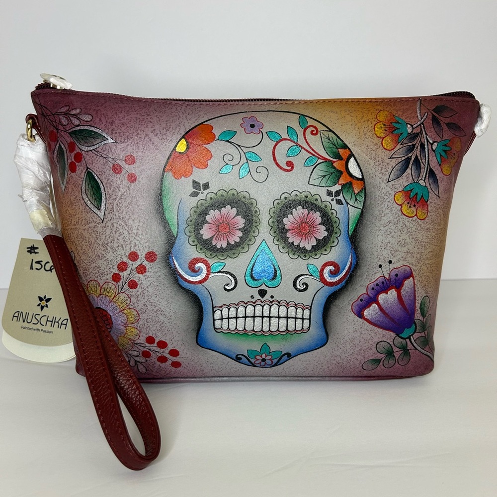 Anuschka Multicolor Skull Design Women's Bag